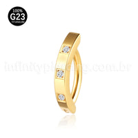 Piercing Argola Para Umbigo Titânio Quadrado Zircônias