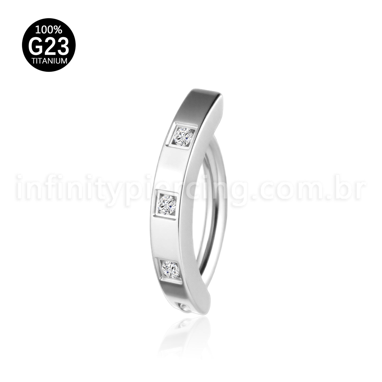 Piercing Argola Para Umbigo Titânio Quadrado Zircônias