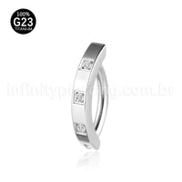 Piercing Argola Para Umbigo Titânio Quadrado Zircônias