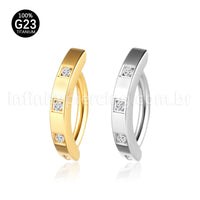 Piercing Argola Para Umbigo Titânio Quadrado Zircônias