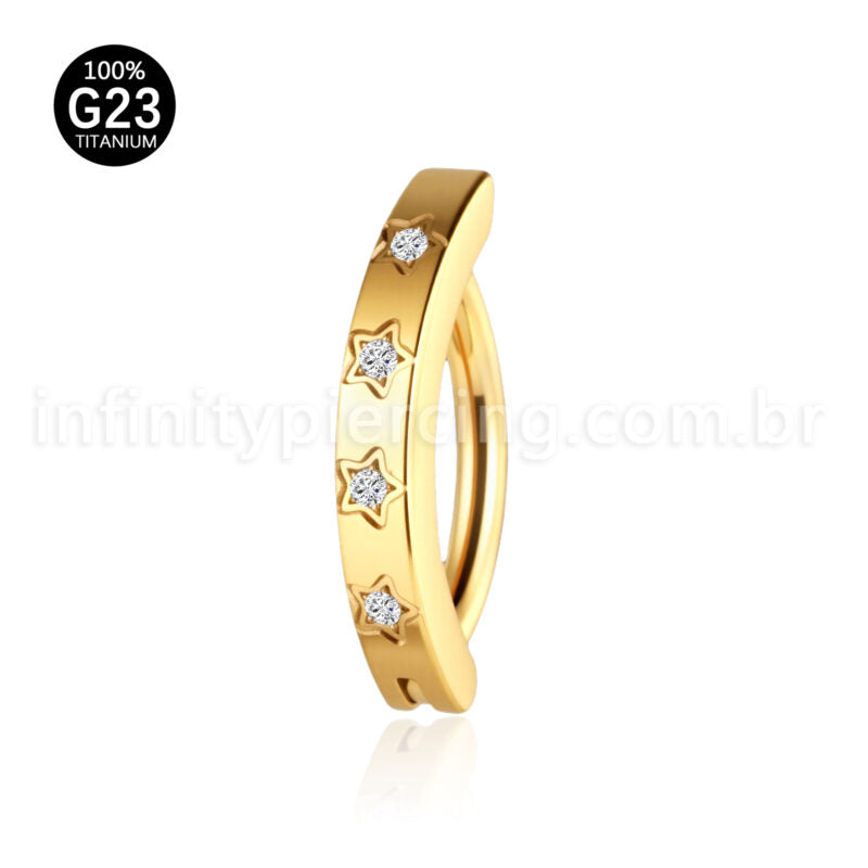 Piercing Argola Para Umbigo Titânio Estrela Zircônias