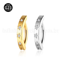 Piercing Argola Para Umbigo Titânio Estrela Zircônias