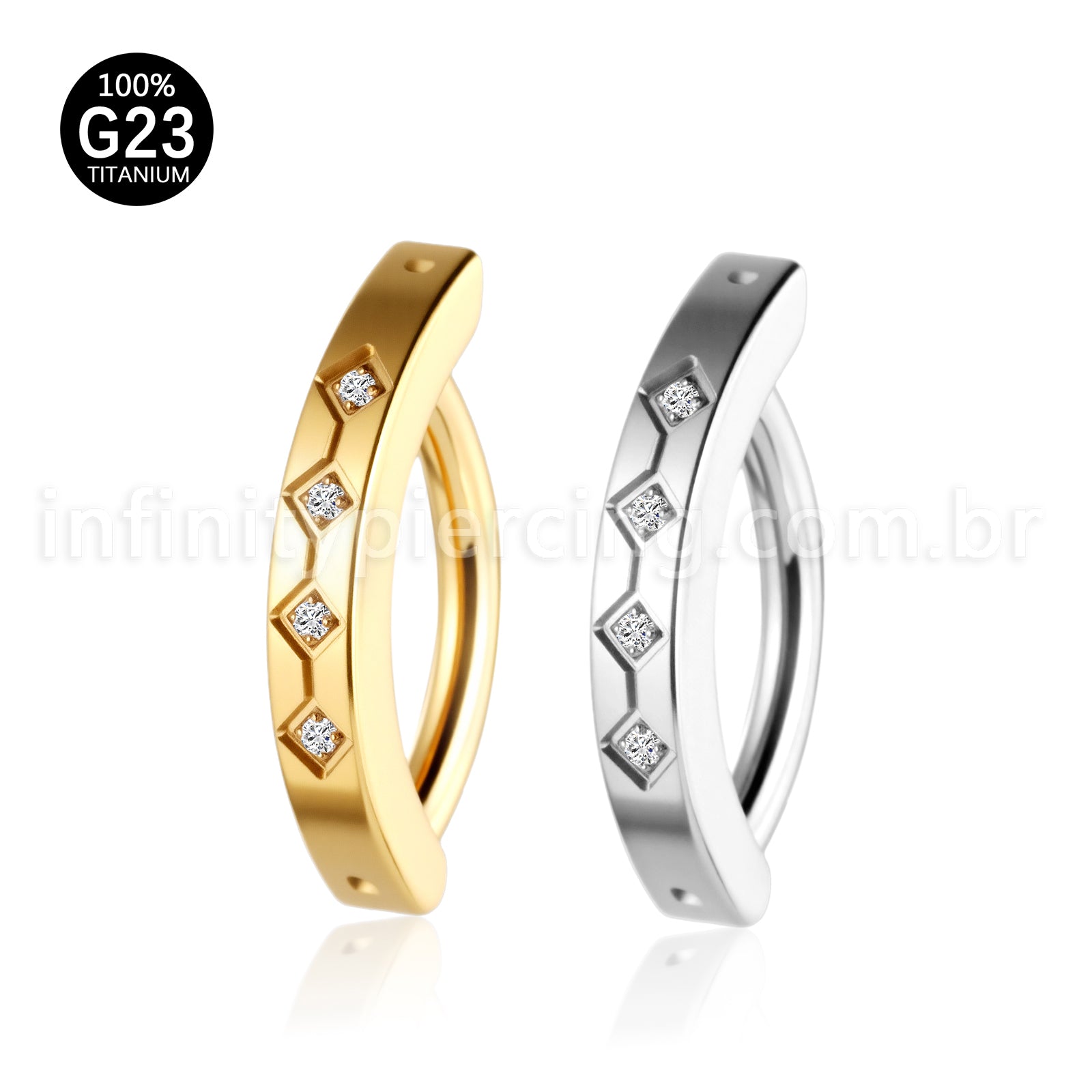 Piercing Argola Para Umbigo Titânio 4 Zircônia