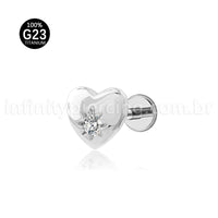 Piercing Labret Titânio Coração