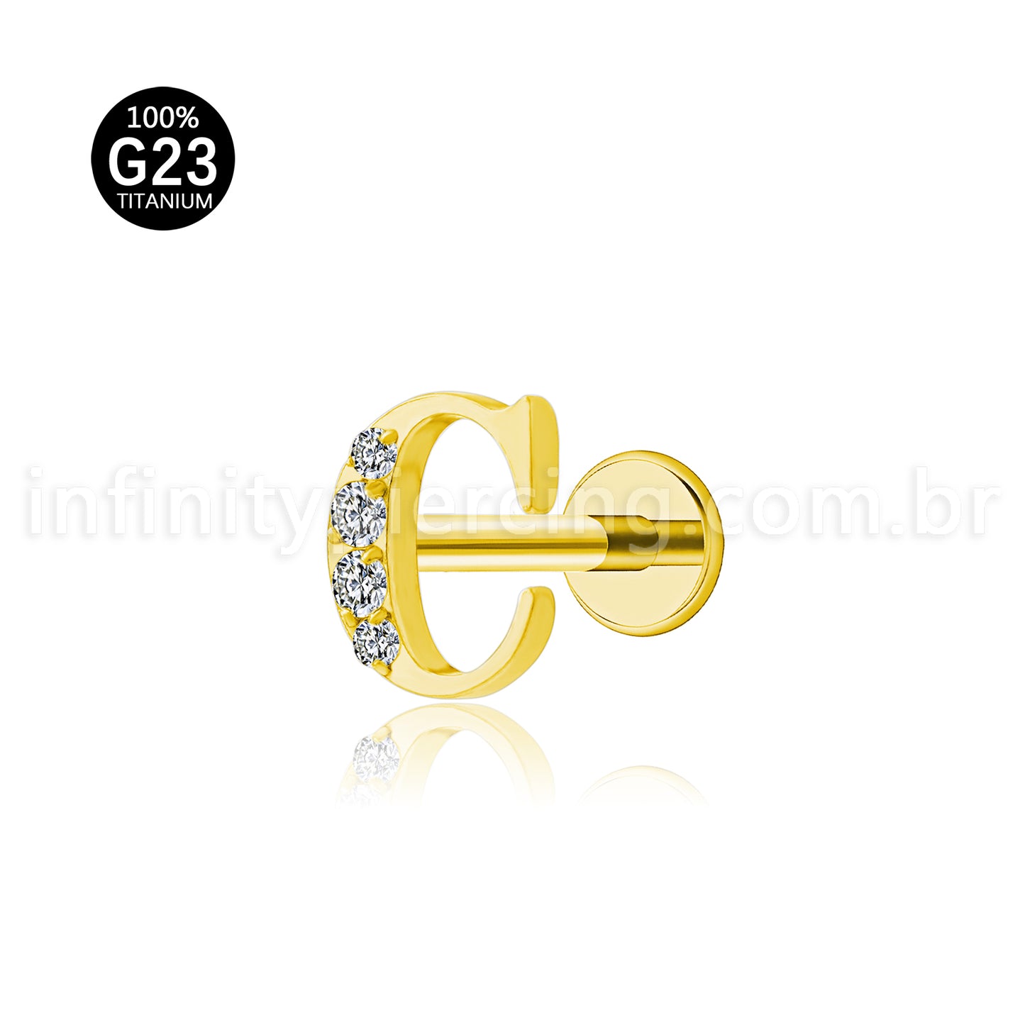 Piercing Labret Titânio Letras Com Zircônia Cravejada
