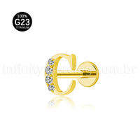 Piercing Labret Titânio Letras Com Zircônia Cravejada