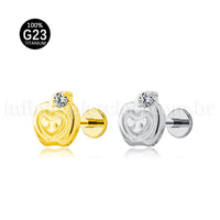 Piercing Labret Titânio Maça Zircônia Cravejada