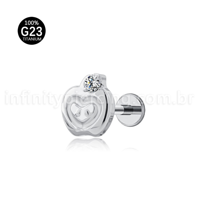 Piercing Labret Titânio Maça Zircônia Cravejada