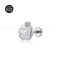 Piercing Labret Titânio Maça Zircônia Cravejada