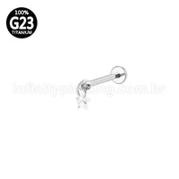 Piercing Labret Titânio Pingente Estrela Zircônia