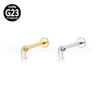 Piercing Labret Titânio Pingente Estrela Zircônia