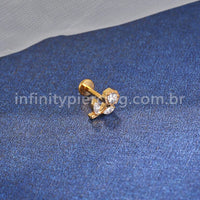 Piercing Labret Titânio Rosa Zircônia