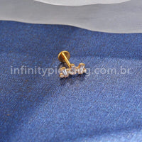 Piercing Labret Titânio Trio Zircônia Retangular