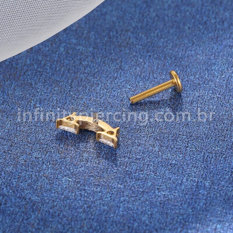Piercing Labret Aço Cirúrgico Curvo Seta Zircônia