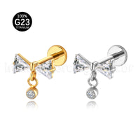 Piercing Labret Titânio Laço Zircônia Cravejada