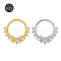 Piercing Argola Titânio Segmento Articulado Luas E Zircônia