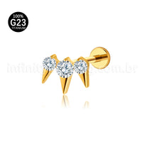 Piercing Labret Titânio Spike Com Zircónia Cravejada