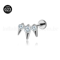 Piercing Labret Titânio Spike Com Zircónia Cravejada