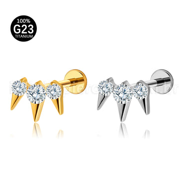 Piercing Labret Titânio Spike Com Zircónia Cravejada