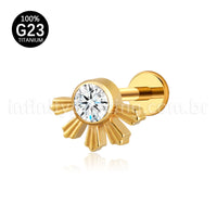 Piercing Labret Titânio Meia Flor Zircônia