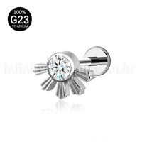 Piercing Labret Titânio Meia Flor Zircônia