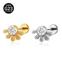 Piercing Labret Titânio Meia Flor Zircônia