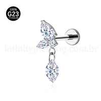 Piercing Labret Titânio Zircónia Cravejada Com Pingente