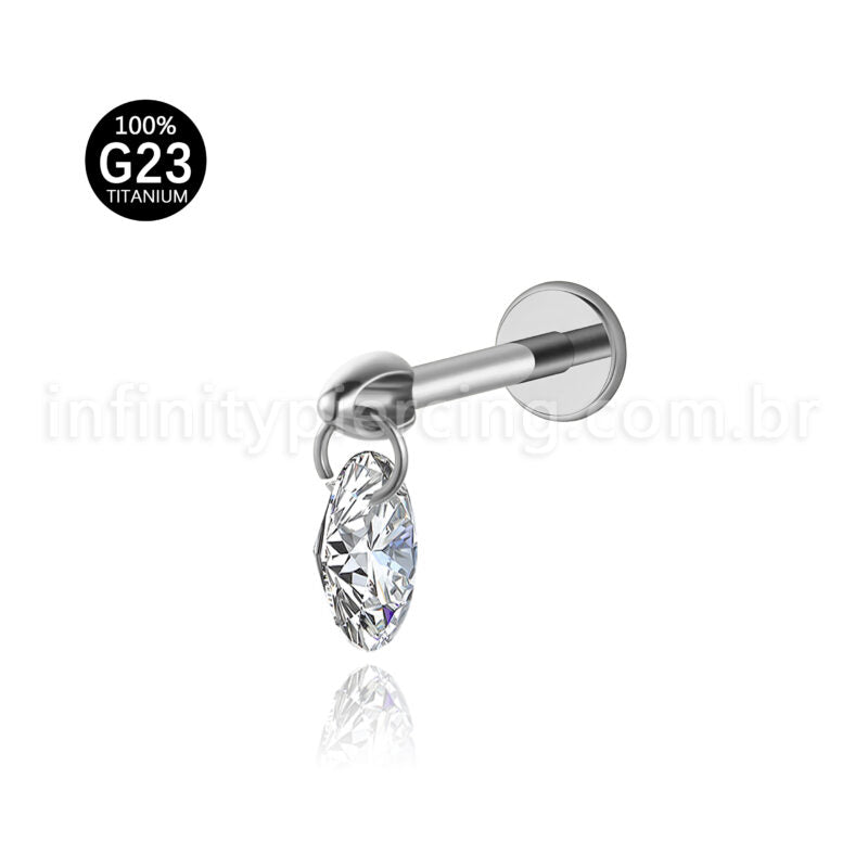 Piercing Labret Titânio Pingente Redondo