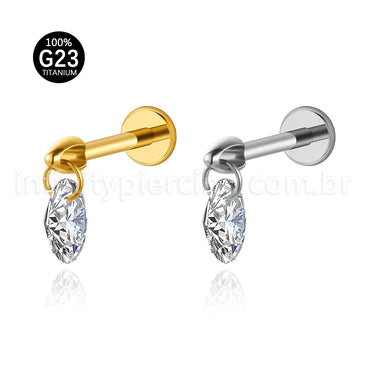 Piercing Labret Titânio Pingente Redondo