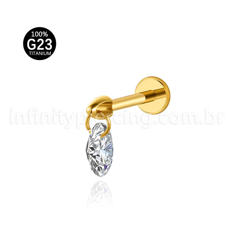 Piercing Labret Titânio Pingente Redondo