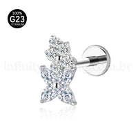 Piercing Labret 2 Flor Titânio Zircônia