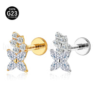 Piercing Labret 2 Flor Titânio Zircônia