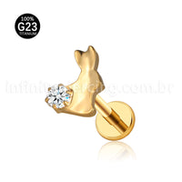 Piercing Labret Coelho Titânio Zircônia