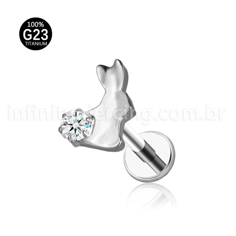 Piercing Labret Coelho Titânio Zircônia