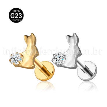 Piercing Labret Coelho Titânio Zircônia