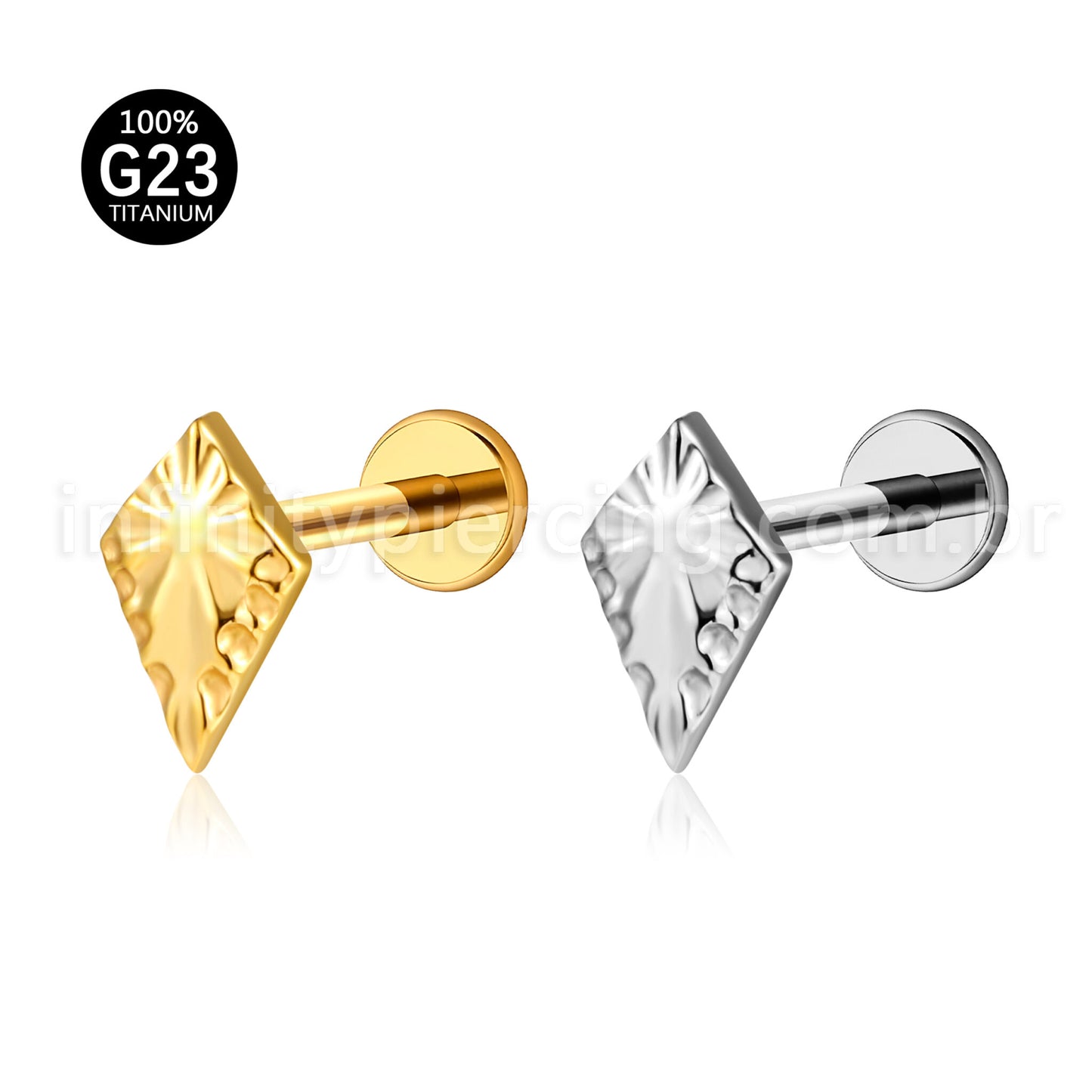 Piercing Labret Titânio Diamante Detalhado
