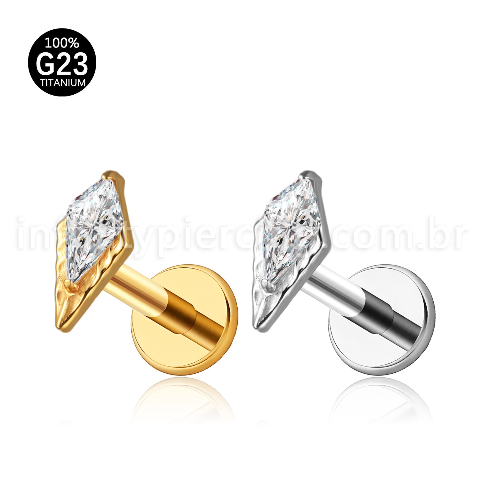 Piercing Labret Losango Titânio Zircônia