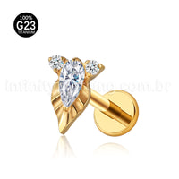 Piercing Labret Com Detalhes Titânio Zircônia Oval