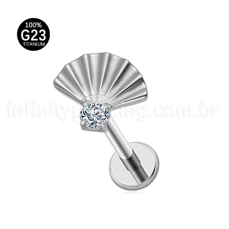 Piercing Labret Titânio Leque Zircônia Cravejada