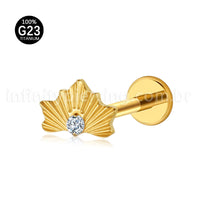 Piercing Labret Titânio Meia Flor Zircônia Cravejada