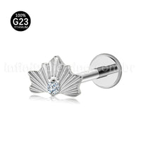 Piercing Labret Titânio Meia Flor Zircônia Cravejada