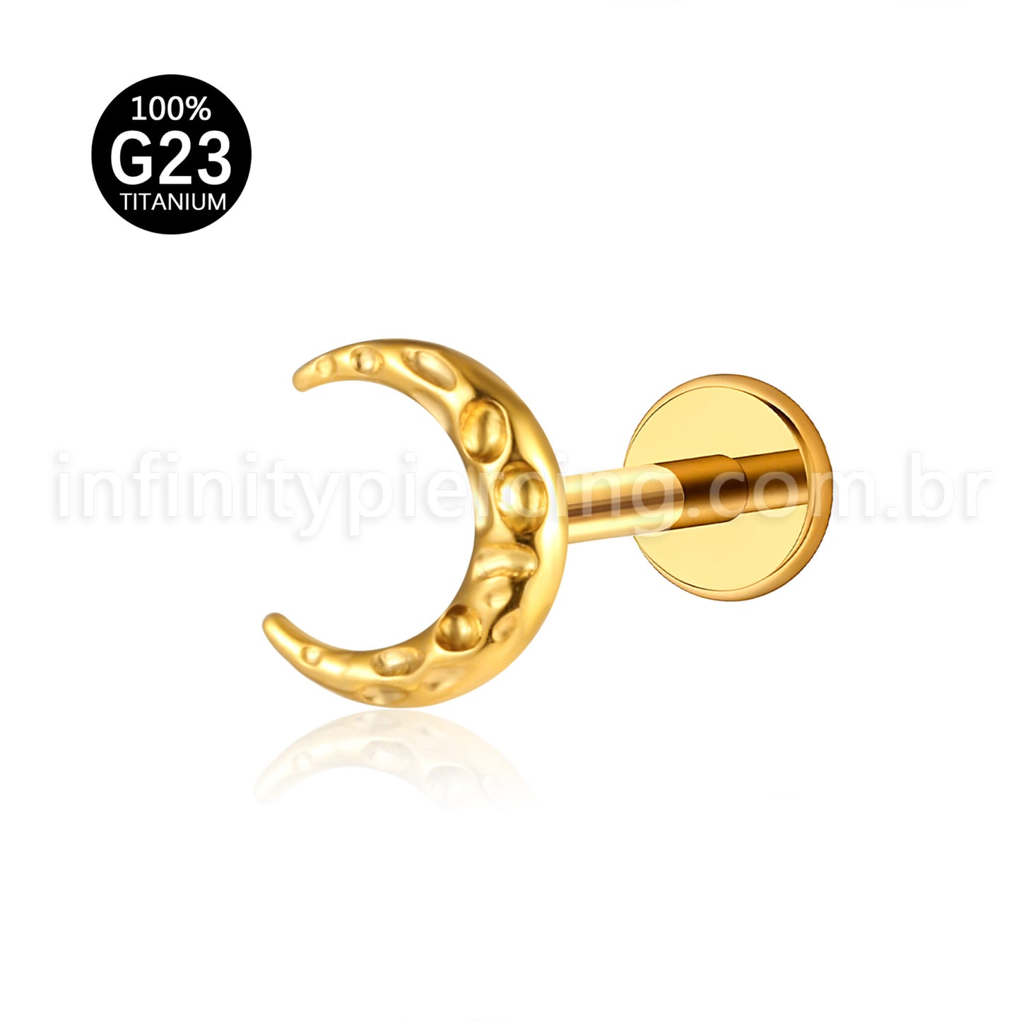 Piercing Labret Titânio Lua Detalhada