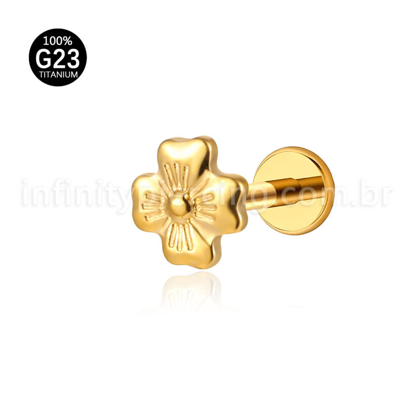 Piercing Labret Titânio Flor Com Detalhes