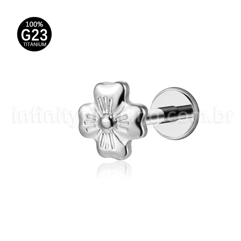 Piercing Labret Titânio Flor Com Detalhes