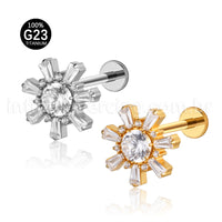 Piercing Labret Titânio Flor Zircônia