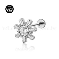 Piercing Labret Titânio Flor Zircônia