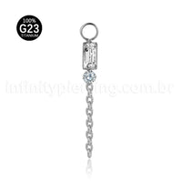 Pingente Para Piercing Titânio 2 Pedras Zircônia
