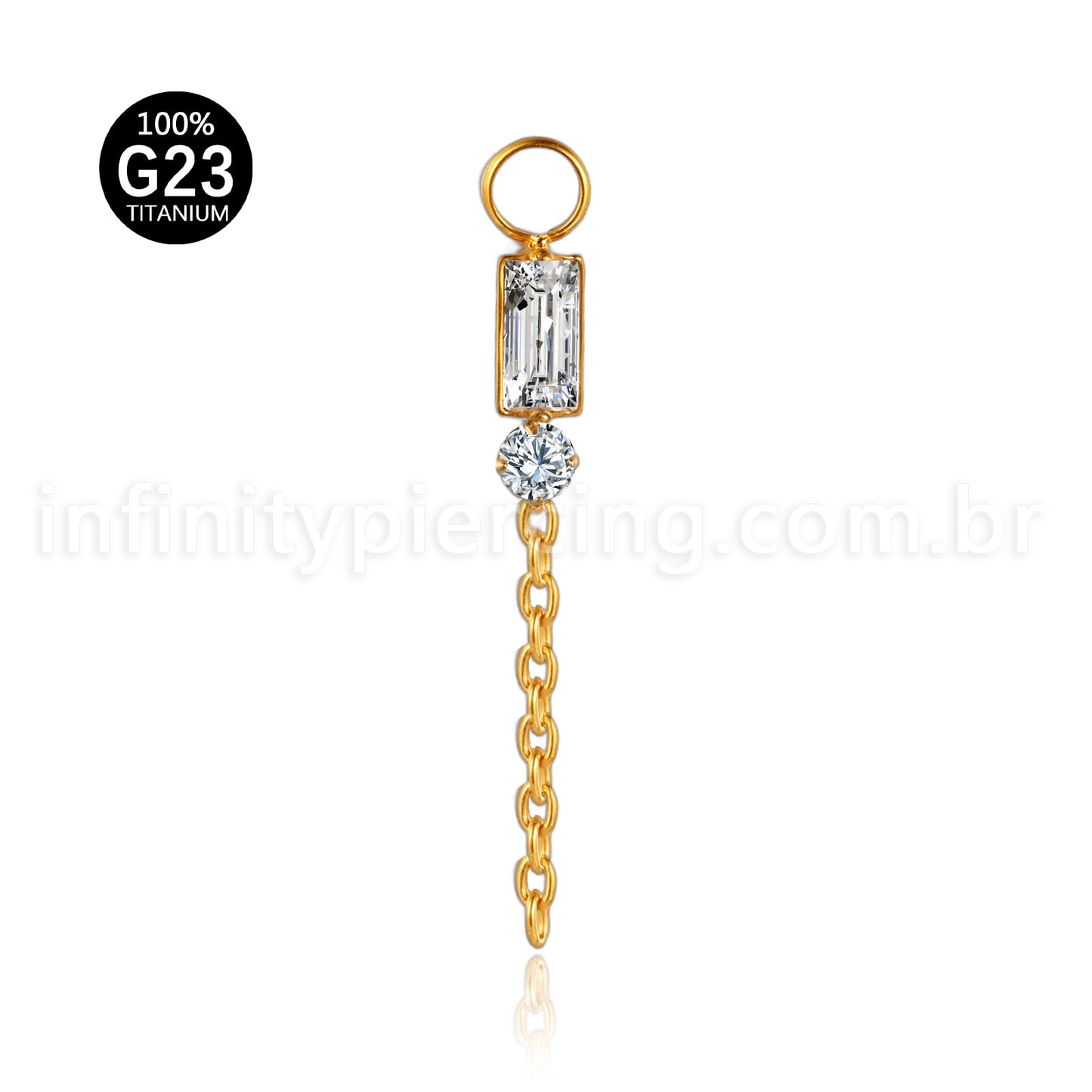 Pingente Para Piercing Titânio 2 Pedras Zircônia