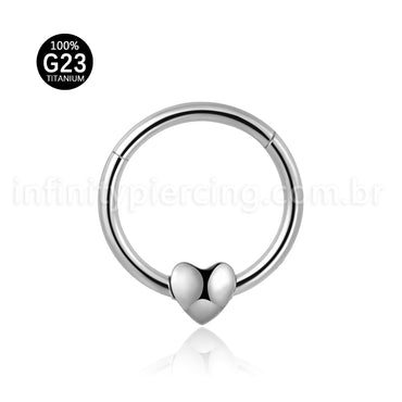 Piercing Argola Titânio Coração Frontal Liso
