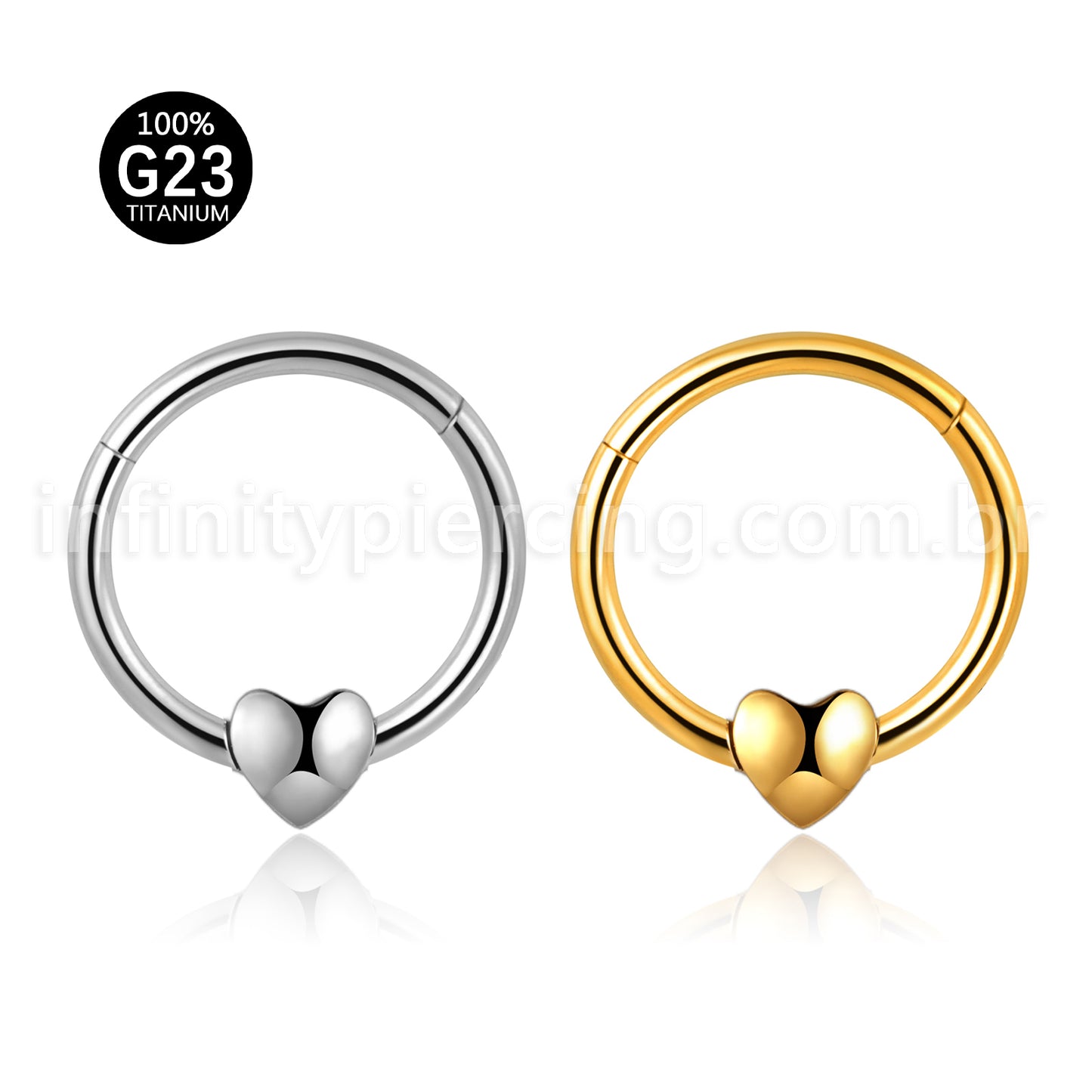 Piercing Argola Titânio Coração Frontal Liso